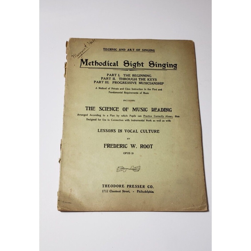Methodical Sight‎ Singing Frederic Root 1904 Theo Presser Co.